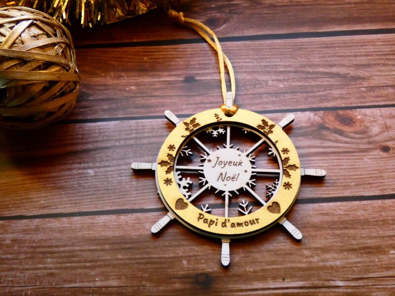 boule de noël en bois gouvernail de bateau pour pirates amateurs ou amoureux des mers boule de noël en bois gouvernail de bateau pour pirates amateurs ou amoureux des mers