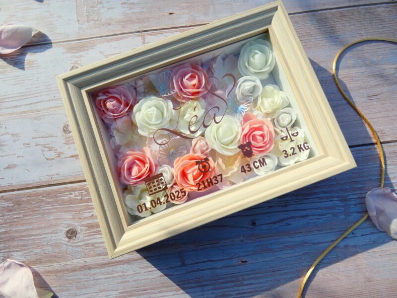 Cadre de naissance fleuri personnalisable